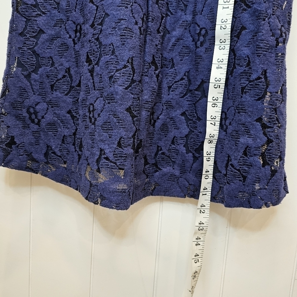 Jones New York Lace Dress Women's Size 4 Navy 3/4 Sleeve Lined Midi - Picture 6 of 6